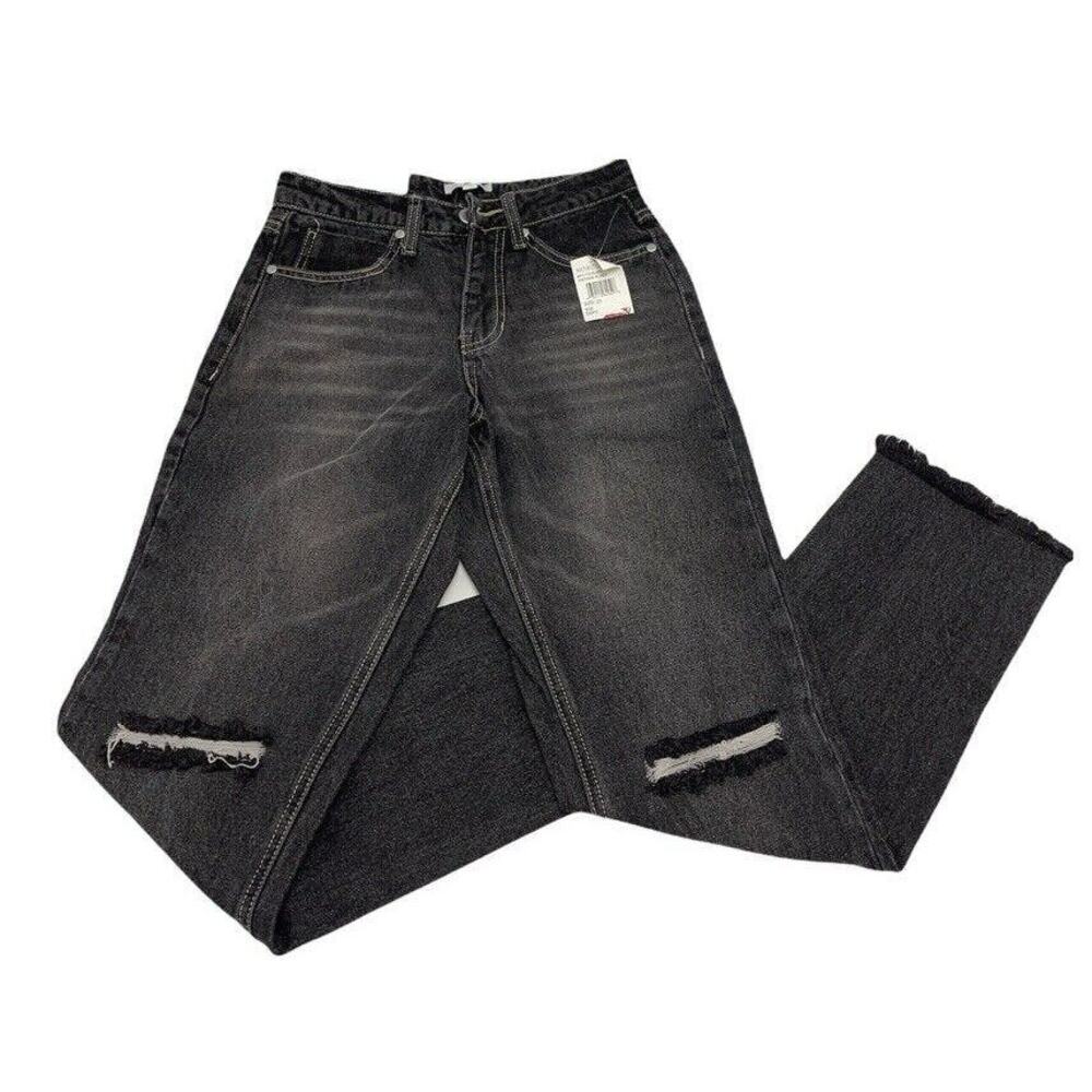 BP Ripped Knee Raw Hem Distressed Zip Fly Denim Jeans Sz 30 in Vintage Black NWT